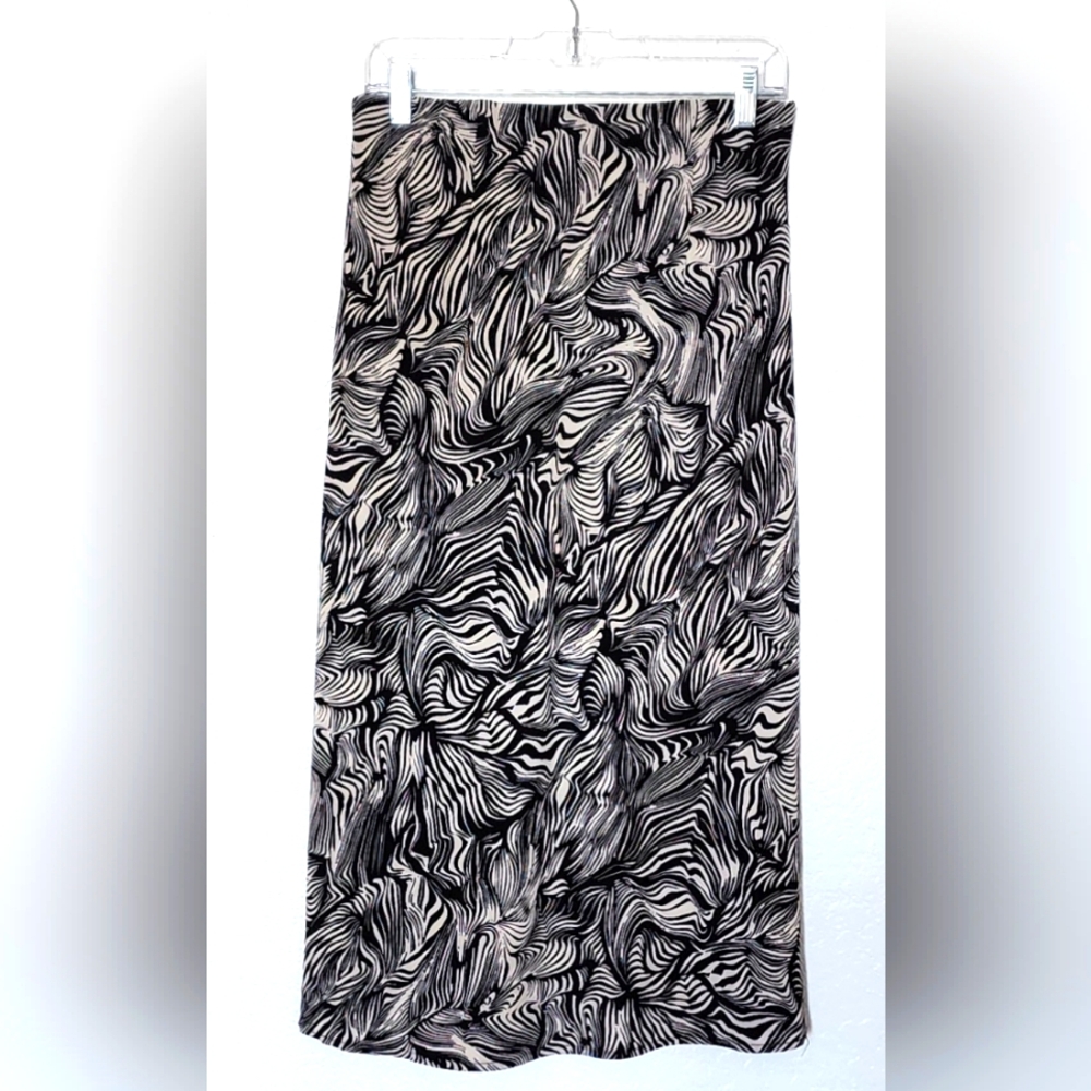 RACHEL ZOE Women's Black & Ivory Midi A-Line Skirt.  Size US 4